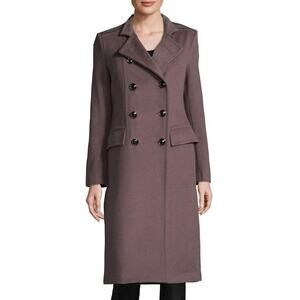 Badgley Mischka Women's Trinity Wool Blend Epaulette Double Breasted Coat Size S
